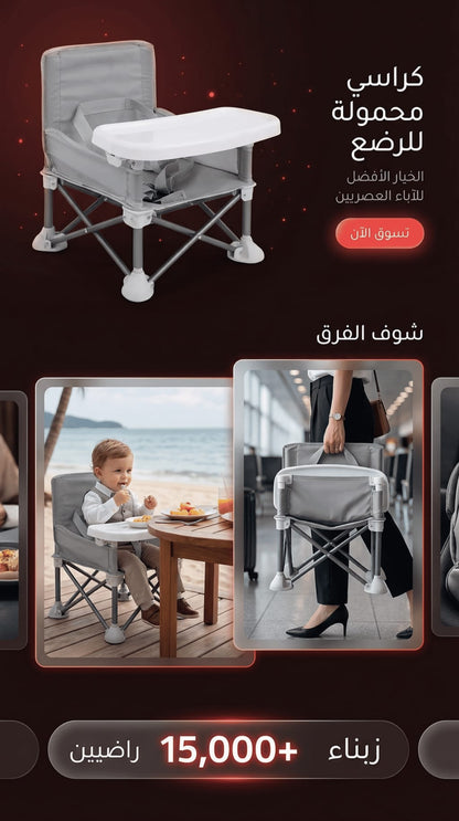 كرسي الأكل المحمول – راحة طفلك ❤️